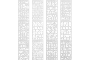 AMANDELIZABE Lot de 12 Pochoirs Lettres Réutilisables pour Scrapbooking, Dessin, Bricolage