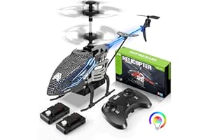 Mucek 2.4G RC Hubschrauber Ferngesteuert, LED-Lichter, 3,5 Kanäle, Gyroskop und Feste Höhe, Kinderspielzeug Flugzeug geeignet für innen und außen(Blau)