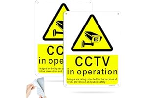 SINMAO CCTV In Operation Sign A5 Self Adhesive Metal Sticker Home Pre Drilled Aluminum Reflective Waterproof Rustproof UV Protection Pack of 2