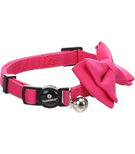 Flamingo Halsband NELA Mintgrün 31-39cm - Lederhalsband Mit Schleife Für Hunde