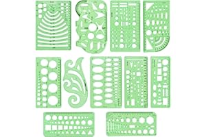 EMNIMQ 11 Stück Architektur Geometrie Schablone Technische Zeichnungsvorlagen,Technisches Zeichnen Schablone, Kunststoff Zeichnungen Vorlagen Form Werkzeug,für Büro und Schule, Gebäude