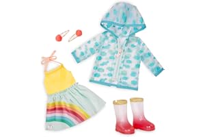 Glitter Girls - Souriez! qu'il pleuve ou qu'il Vente - Tenue pour Jours de Pluie - Robe et imperméable Arc-en-Ciel - Tenue de poupée Facile à Mettre en Place - 3 Ans et +