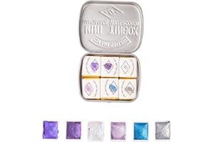 CSY art gallery Ensemble de peinture aquarelle faite à la main - Peinture à l'eau à paillettes métalliques - Aquarelles nacrées - Palette de peinture aux couleurs vives et scintillantes (Purple Star)