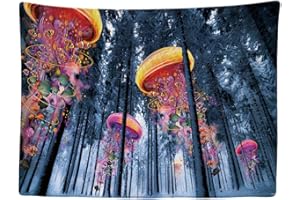 Ulticool Quallen Wald Natur Psychedelic Fantasy – Wandteppich – 200 x 150 cm – großer Wandteppich – Poster – Zubehör für Schlafzimmer Wohnzimmer Kinderzimmer