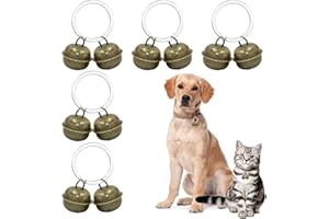 WISESURF 5 Set Loud Dog Cat Collar Bells, Metal Pet Tracker Bell Small Dog Collars Brass Bells with Split Ring, Vintage Anti-Lost Training Bell Pendants for Pet Necklace Collar Decoration and Potty Training