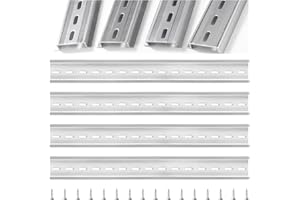 VooGenzek 4 Pezzi Guida DIN in Alluminio, Guide DIN in Metallo con Scanalature a Forma di U, con 16 Pezzi Viti, per Serie Terminale Guida DIN e Contattore, 35*300 mm