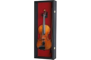 DisplayGifts Vitrine für Ukulele / Geige / Violine mit Aufhänger, 83,8 cm hoch, Schwarz