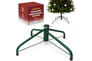 Festive Fix Metal Christmas Tree Stand 22x40cm – Heavy-Duty Foldable Base with Adjustable Screws, Sturdy Support for 4ft–6ft Artificial Trees – Anti-Slip Rubber Feet – Available in Green & White