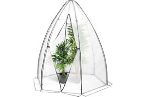 WOLTU Foliengewächshaus, PE-halbdurchsichtiges Tomatengewächshaus für Winterschutz, mit Reißverschluss-Tür, wetterfest & vielseitig, für Garten, Balkon, 160x160x180cm, Weiß