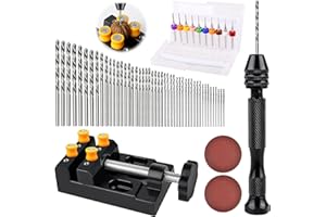MEYAGOT Juego de 62 brocas de mano con 48 brocas en espiral, taladro de mano, 10 mini taladros, mini taladro, taladro manual de madera, 0,3 mm - 1,2 mm, micro broca para hacer modelos de perforación DIY