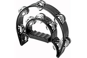 Musiin Jingles Double Row Metal Jingles Half-Moon Tambourine Percussion Polyvalente pour Performances dynamiques (Noir)