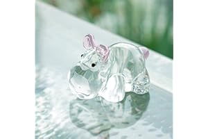 ‎HDCRYSTALGIFTS HDCRYSTALGIFTS 7,1 cm Kristall-Nilpferd-Figuren, Sammlerstücke, Geschenk für Mutter von Tochter, Kunstglas, Nilpferd, Statue, Tier, Briefbeschwerer, Ornament für Tisch, Heimdekoration
