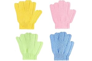 JCTRRJ 4 Paar 4 Farben Peelinghandschuh, Exfoliating Gloves, Peeling Handschuh, Badezubehör, Waschhandschuh Körper, Duschhandschuh, Peeling Körper, Peelinghandschuh Körper, Abgestorbene Hautzellen