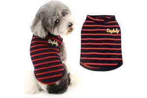 Ranphy T-shirt rayé pour petit chien ou chat en coton T-shirt de camp pour chien Chihuahua Vêtements Rouge S
