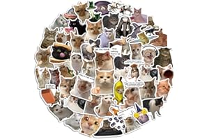 AMITORFO Funny Cat Meme Stickers Pack – 56PCS Hilarious Waterproof Vinyl Stickers for Laptops, Water Bottles, Notebooks, Scrapbooking – Cute Cat Meme Decor for Teens & Adults