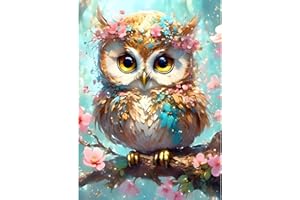 QINRUBB Eule schlüpft Diamond Painting Erwachsene, 5D Blumen Diamant Painting Bilder Anfänger, DIY Runder Vollbohrer Diamanten Malerei Stickerei Set Kreuzstich Geschenke Home Wand Dekor 30x40cm
