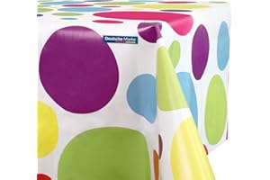 TEXMAXX Nappe en Toile cirée Lavable, Toile cirée, Punkte-Bunt, 180 x 140 cm