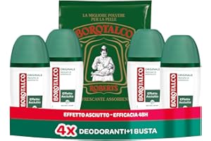 Borotalco, Deodorante Vapo Originale, con Talco a Cristalli Attivi, Tripla Protezione Asciutta, Senza Alcool, Profumo di Borotalco - 4 Pezzi da 75 ml - Esclusiva Amazon