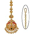 Nagneshi Art Traditional Gold-Plated Maang Tikka with Lakshmi Design | Bridal & Festive Hair Accessory 16190