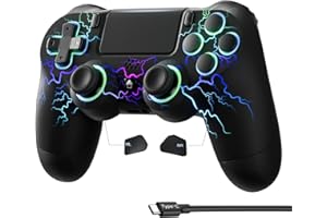 Genérico Mando para PS4, 2025 Upgrade Mando Bluetooth para PS4/PC, Type-C Puerto, Hall Joystick, Botones Traseros, 1000mAH Batería, Turbo, Vibración, Giroscopio, Diesño Ergonómico Antideslizant