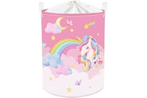 Clastyle Ceste Biancheria Bambini Unicorno Rosa Cestino Giocattoli Vestiti Impermeabile per Ragazza Cestino Portaoggetti per Bagno Cameretta Bucato, Luna, 40 * 50 cm