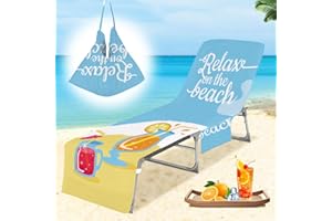 Cyiecw Housse en tissu éponge pour chaise longue de jardin, 75 x 210 cm, avec 2 poches, en microfibre, séchage rapide, serviette de plage, pour chaise longue, piscine, plage, jardin