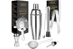 LIVEHITOP Kit Cocktail, Kit Barista in Acciaio Inox Kit Professionale Cocktail Shaker Set con 750ML Boston Shaker per la Casa, Bar, Festa