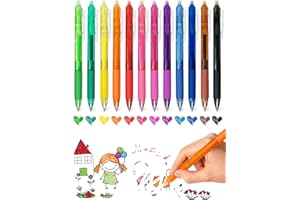 GutSache 12er Bunt Kugelschreiber-Set, 12 Farben Radierbarer Tintenroller, Tintenroller Set mit Radiergummi, Strichstärke 0,5 mm, ideal für Büro und Schule, Löschbarer Gelschreiber Radierstift
