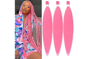 YDDM Pre Stretched Braiding Hair Braiding Hair Extensions Pink Braids Extensions Hair 20 Inch 3packs Box Braid Hair Extensions Hair For Braiding Crochet Hair Braiding (20 Inch, Pink#)