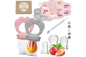 O'DOE O’doe Silicone Baby Popsicle Molds & Food Feeder with 1 Clip, 2 Pack Freezer Tray with Lid, 2 Breastmilk Popsicle Molds for Teething Relief, BPA Free, includes 3 Extra Food Pacifiers & Teething Toys