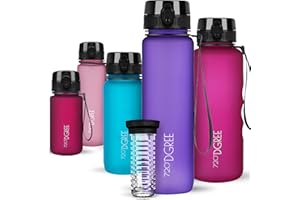 720°DGREE Gourde, Bouteille d’Eau “uberBottle“ +Fruit-Infuseur – 350ml, 500ml, 650ml, 1l, 1,5l - Sans BPA, Étanche, Anti-Fuite, Réutilisable, Légère - Idéal pour École, Sport, Fitness, Gym, Travail