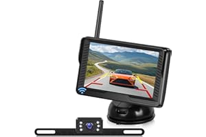 NHOPEEW Kit telecamera di retromarcia wireless con monitor telecamera di retromarcia IPS da 4,3 pollici - Telecamera di retromarcia IP69 impermeabile per visione notturna per auto, camion, camper, rim