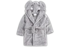 Bamu Baby Town Boys Girls Infants Unisex Soft Plush Fleece Hooded Bath Robe Dressing Gown Sizes 6-24 Months 2-6 Years