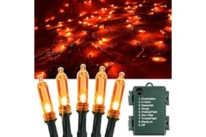OEMG Orange Lights Halloween String Lights, 8 Modes 40ft 120 LED Halloween Lights Battery Operated 3*AA Waterproof Halloween Decorations Lights for Outdoor Indoor Garden Christmas Party Decor (Orange)