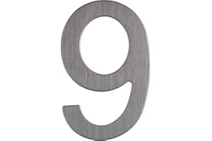 EXTIFF Numéro de Rue, Maison en Acier Inoxydable Argenté - Adhésif - Brillant/Acier Brossé - 76mm - n°9