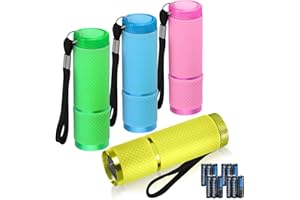 DABAOZHA Mini Torcia LED, 4 Pezzi Torce Elettriche LED Portachiave, Torcia Portatile Set, Torcia Bambini con Cordino 12 Batterie AAA, Torcia Portatile per Campeggio, Escursioni, Caccia, Pesca Trekking