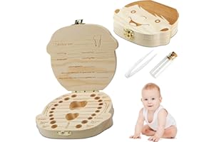MDJEWV Holz Milchzähne Box, Zahnbox für Milchzähne aus Holz für Mädchen und Jungen Zahndose Milchzähne Zahnbox aus Holz für Mädchen und Jungen Souvenir Box Baby Geschenke zur Geburt(Junge)