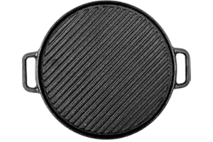 LONOVE BEAUTY PRODUCTS Double Sided Cast Iron Griddle Pan for BBQ - 30 cm