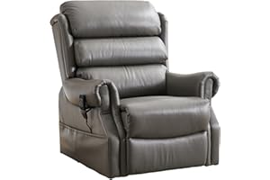 Morris Living The Carlton Genuine Leather Riser Recliner in Grey - Dual Motor Mobility Chair