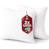 Flowen Pillows for Bed 65 x 65 cm, 2 Units, Hypoallergenic Cushion Filling, Anti-Dust Mite and Soft Square for Home with Remo