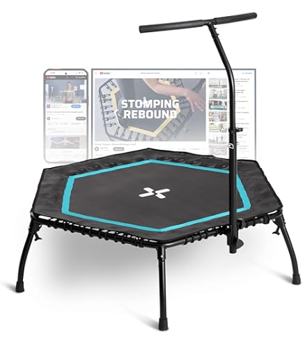 DH FitLife Trampoline de Fitness Intérieur Pliant sans Installation | 102 cm 40 Pouces | Capacité 150 kg | 4 Niveaux de poignée réglables | Structure Stable