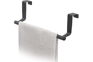 Tatkraft Horizon Black Porta Asciugamani da Appendere, Barra Canovaccio per Porta, Casseto, Armadio, Appendi Strofinacci Senza Forare, Acero Inossidabile Rinforzato