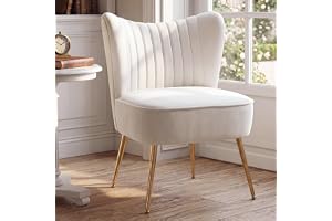 chairus Sammet Badstol Armlös Enkel Soffa Stol med Metallben Modern Stoppad Longue Accent Stolar för Balkong Vardagsrum (Beig
