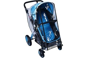 CHYGER Pushchair Rain Cover Pram Wind Snow Cover Buggy Stroller Weather Shield Travel Accessories Universal Size Protect from Rain Cold Dust Water Clear EVA Plastic (Large)