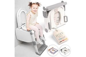 PREMIUM Toilettentrainer mit Treppe für Toilettenhöhen bis 44cm - faltbar & Platzsparend, extrem stabil und hygienisch- Kindertoilette, Klositz WC Sitz für Kinder mit Treppe von modernUP (Grau)