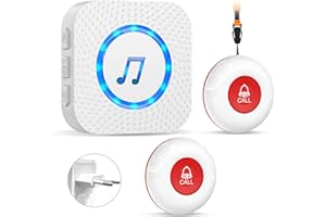 CHUNHEE Wireless Pulsante Chiamata Emergenza/Allarme Per Anziani/Telesoccorso/Allarme Sicurezza Cercapersone/Sistema Assistenza per Anziani Pazienti Distanza Di Ricezione di 500 Piedi Adatto Agli Anziani