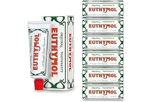 Euthymol Original Tandkräm 75 ml x 6, fluorfri tandkräm, antiplack, antibakteriell, skydd mot karies, frisk mintsmak, daglig
