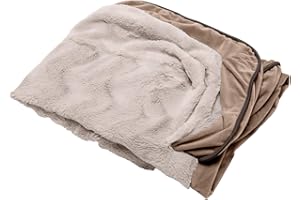 FurHaven Copertura di ricambio per letto per cani Perfect Comfort in peluche e velluto a onde, lavabile in lavatrice, marrone pietra, grande