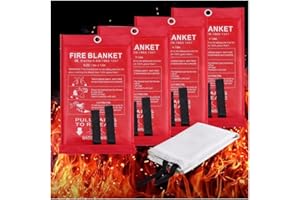 AFOOSOO Feuerdecken Fiberglas Retardant Decken.3.3x3.3ft Quadratische Feuerwehrwerkzeuge Notfallüberlebenskit Langlebig für versehentliches Sicherheitsdesign für Haus Büro Kamin Auto Küche