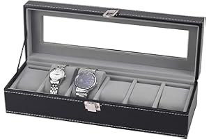 Homeanda Organizador de visualización de reloj, caja de reloj, estuche de piel sintética, caja de almacenamiento de reloj (gris # 6Gird)